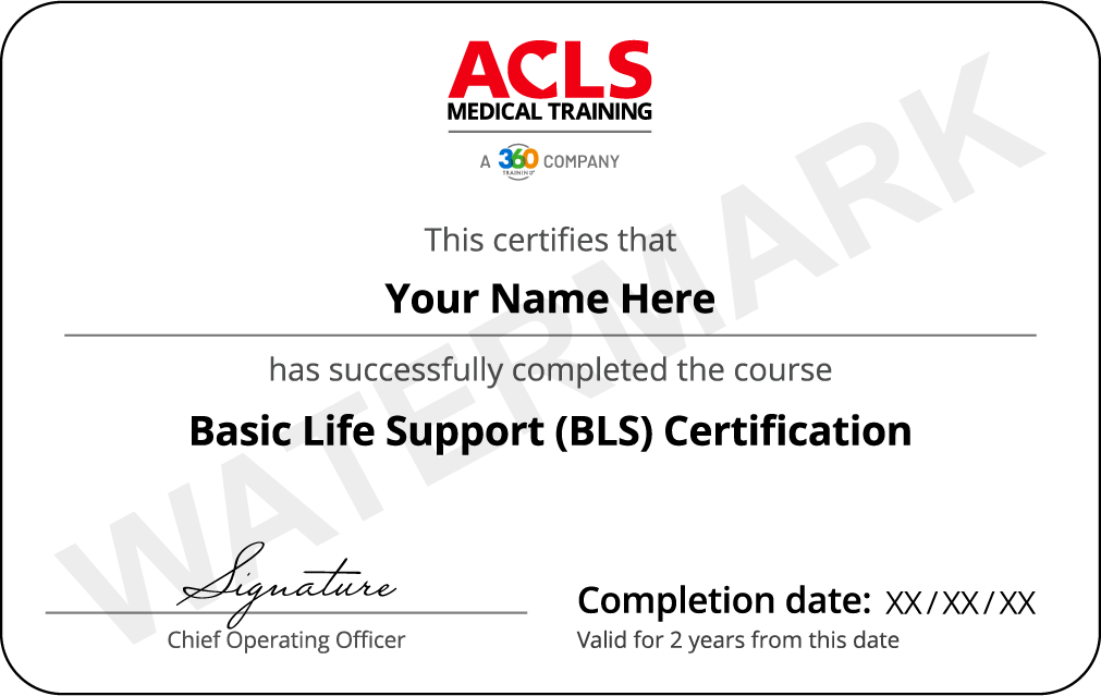 BLS certification card sample from American Health Training